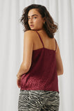 HN4592 Berry Womens One Tone Animal Print V Neck Cami Back