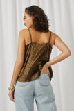 HN4592 Olive Womens One Tone Animal Print V Neck Cami Back