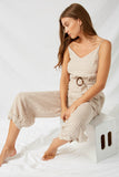 HY1001 Beige Belted Gingham Jumper Front 2