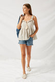 HY1004 Blue Stripe Ruffle Tank Full Body