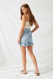 HY1009 Denim Stripe Chambray Denim Drawstring Short Back