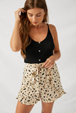 HY1010 Ivory Polka-Dot Ruffle Shorts Front