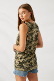 HY1067 Camo Camo Tie Front Tank Back