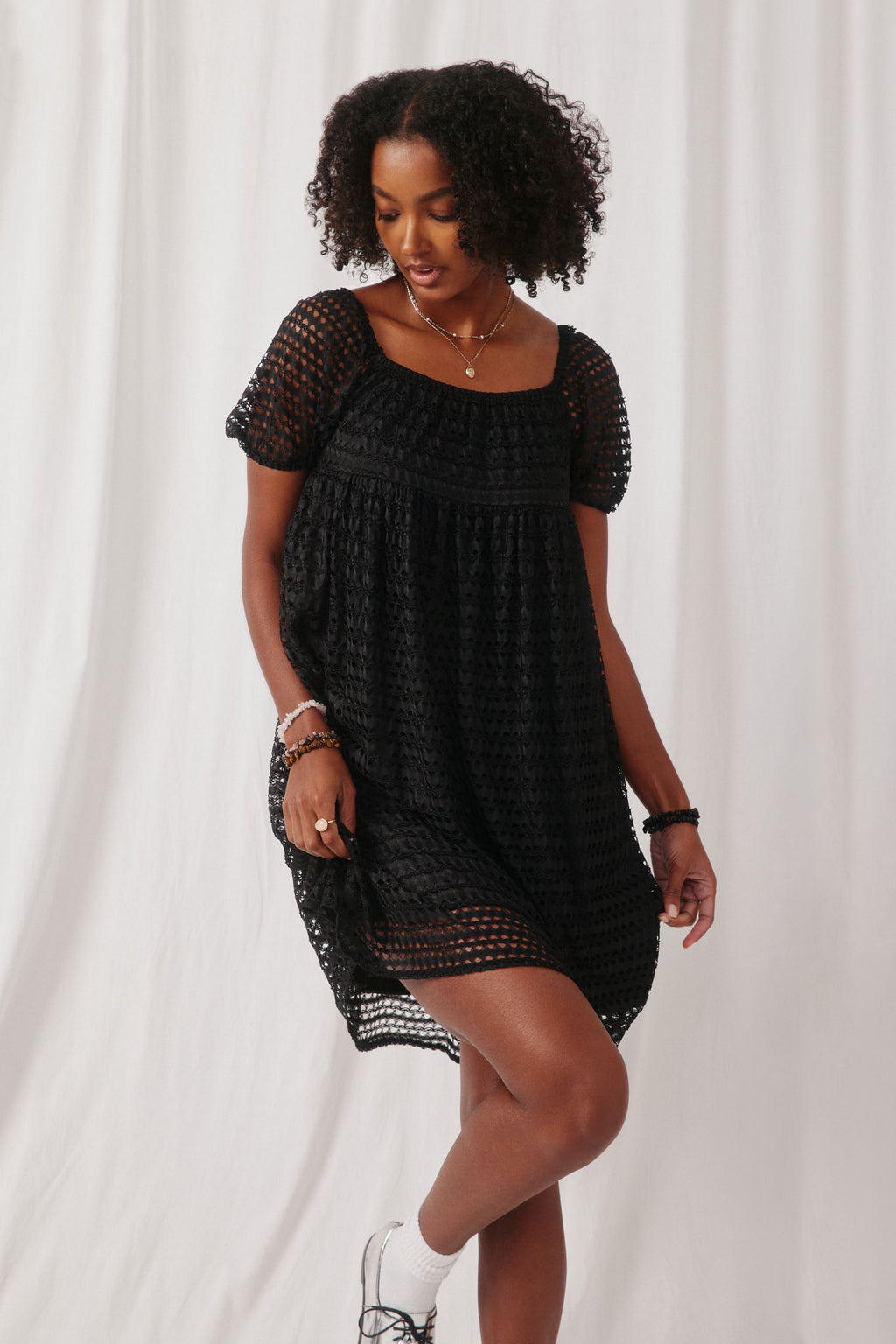 knee length dresses for ladies Mesh Square Neck Dress for Women