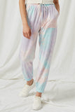 HY1120 LAVENDER Womens Tie-Dye Drawstring Jogger Front