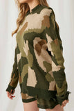 HY1167 Camo Womens Distressed Knit Camo Hoodie Side