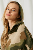 HY1167 Camo Womens Distressed Knit Camo Hoodie Detail