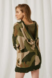 HY1167 Camo Womens Distressed Knit Camo Hoodie Back