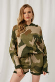 HY1168 Camo Womens Knit Camo Shorts Front