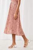 HY1195 Blush Womens Pleated Floral Midi Dress Detail