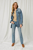 HY1228 DENIM Womens Denim Belted Jacket Full Body