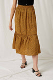 HY1295 Coffee Womens Dotted Tiered Midi Skirt Front