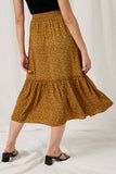 HY1295 Coffee Womens Dotted Tiered Midi Skirt Back