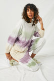 Garment Dyed Multicolor Tie-Front Sweatshirt