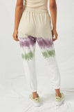 HY1329 Taupe Womens Garment Dyed Multicolor Joggers- Back