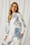 HY1330 Olive Womens Garment Cloud Dye Knit Hoodie Front