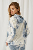 HY1330 Blue Womens Garment Cloud Dye Knit Hoodie Back