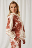 HY1330 Rust Womens Garment Cloud Dye Knit Hoodie Side