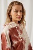 HY1330 Rust Womens Garment Cloud Dye Knit Hoodie Detail