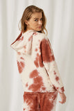 HY1330 Rust Womens Garment Cloud Dye Knit Hoodie Back