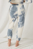 HY1331 Blue Womens Garment Cloud Dye Knit Joggers Back