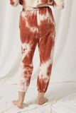 HY1331 Rust Womens Garment Cloud Dye Knit Joggers Back