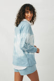 HY1344 Blue Mix Womens Garment Tie Dyed V Neck Top Back