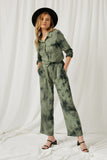 HY2008 Olive Womens Garment Tie Dye Jumper Full Body