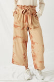 HY2009 Taupe Womens Garment Tie-Dye Paper Bag Trousers Front