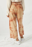 HY2009 Taupe Womens Garment Tie-Dye Paper Bag Trousers Back