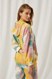 HY2012 Pink Mix Womens Tie Dye Drop Shoulder Hoodie Back