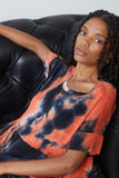 HY2023 Navy/Coral Womens Tie Dye Peplum Tee Editorial