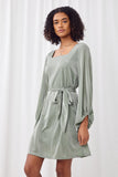 HY2087 SAGE Womens Square Neck Belted Metallic Knit Dress Detail