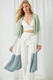 HY2098 Mint Mix Womens Dip Dye Open Knit Duster Front