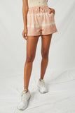 HY2108 Mauve Mix Womens Garment Dyed Drawstring Shorts Front