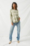 HY2203 Olive Womens Tie Dye High Low Long Sleeve Dolman Full Body