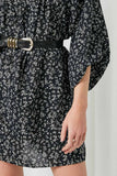 HY2300 Black Womens Long Sleeve Mixed Dot Tunic Dress Detail