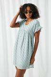 Womens Ruffle Sleeve Swiss Dot Tunic Dress