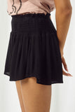 HY2477 BLACK Womens Smocked Waist Soft Short Side