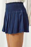 HY2477 NAVY Womens Smocked Waist Soft Short Side