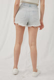 HY2559 Light_Denim Womens Distressed Frayed Detail Denim Shorts Back