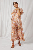 HY2613 Blush Floral Print Maxi Dress Full Body