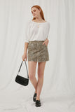 HY2620 Off White Womens Textured Rib Sheer Off Shoulder Top Full Body