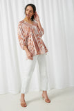 HY2632 Ivory Womens V Neck Paisley Print Dolman Top Alternate Front