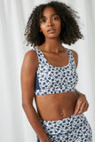 HY2659 Navy Womens Floral Print Active Sportsbra Front