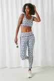 HY2659 Navy Womens Floral Print Active Sportsbra Full Body