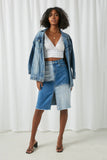 HY2661 Denim Womens Denim Blocked Midi Skirt Full Body