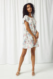 HY2670 OFF WHITE Womens Flutter Sleeve Floral Shift Dress Pose