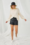 HY2741 CREAM Womens Popcorn Knit Pullover Sweater Full Body