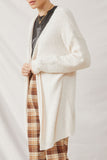 HY2854 Ivory Womens Textured Soft Open Sweater Knit Cardigan Side